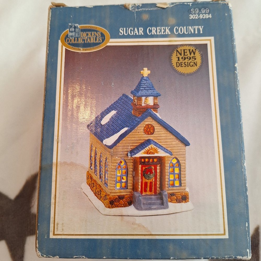 1995 Dickens Collectables Sugar Creek County CHURCH #302-9394‎ Village Porcelain